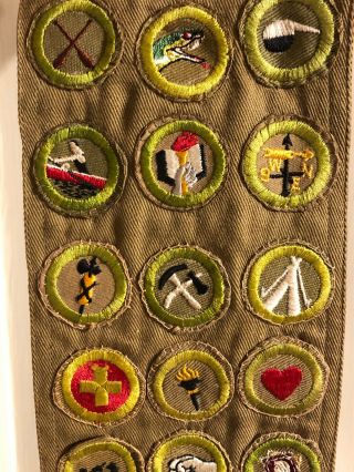 1940s Boy Scout Uniform sash With 37 Merit Badge Patches Type C&D (Sand Twill) 2