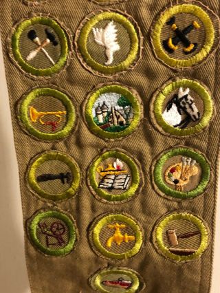 1940s Boy Scout Uniform sash With 37 Merit Badge Patches Type C&D (Sand Twill) 5