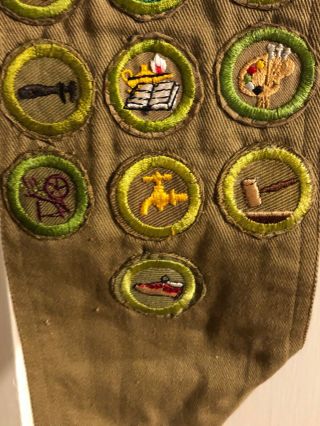 1940s Boy Scout Uniform sash With 37 Merit Badge Patches Type C&D (Sand Twill) 6