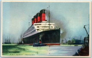 1910s Cunard Line Steamship Postcard " R.  M.  S.  Aquitania " Steamer Artist 