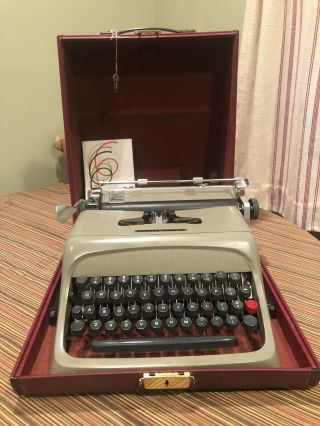 Olivetti Underwood Typewriter Studio 44 With Red Case & Paperwork