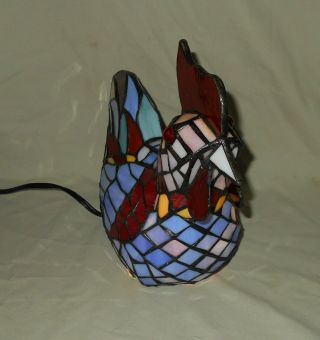 Tiffany Style Stained Glass Multi Color Rooster Lamp 2