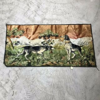 Old Vintage 1960s Dogs Hunting Tapestry Wall Hanging Made In Italy 38 " X 19.  5 "