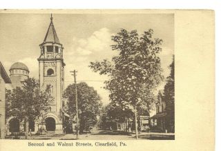 Postcard Second And Walnut Streets,  Clearfield,  Pa