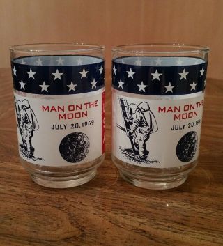 Man On The Moon 1969 Apollo 11 Set Of 2 Glasses