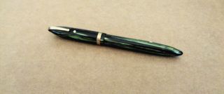 Vintage Black/green Striped Sheaffer White Dot Fountain Pen 5 1/8 " Lifetime Nib