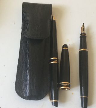 Set Of Vintage Waterman Pen And Biro Ein A Black Case.