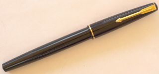 1964 Black Parker Duofold 17 Fountain Pen Hooded 14k Stub Italic Nib -
