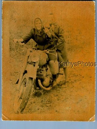 Found B&w Photo N_5913 Men Posed Sitting On Motorcycle