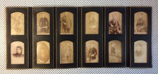 12 Old Vintage Cdv Photographs Including Military In Album,  1830 