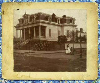 African American Nanny &girl At Mansion Probably Orleans Cabinet Photo 1880s