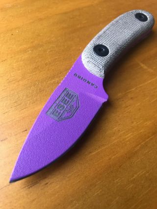 Esee Candiru Purple Fixed Blade Knife W/ Armatus Kydex Sheath And Micarta Scales