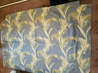 Vintage Mid Century Barkcloth Fabric 2 Yards Palm Leaf