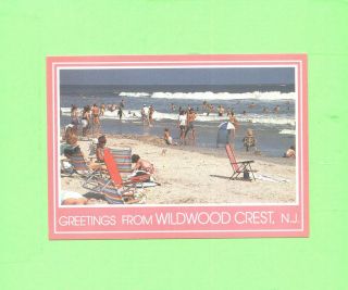 Oo Postcard Wildwood Crest Jersey Bathers On The Beach