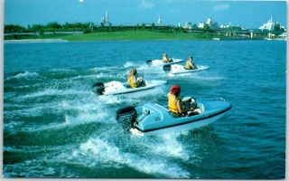 Walt Disney World Orlando Florida Postcard " Boating On Bay Lake " C1970s