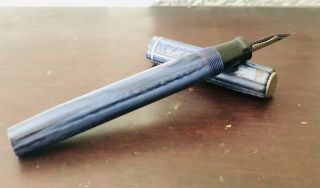 Esterbrook Blue Sunburst Lever Fill Two Hole Clip Fountain Pen