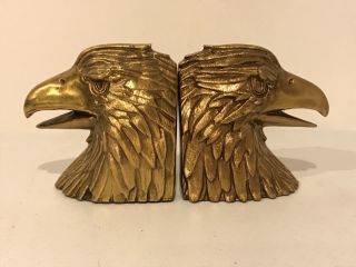 Hard To Find Brass Eagle Bookends With Unique Design