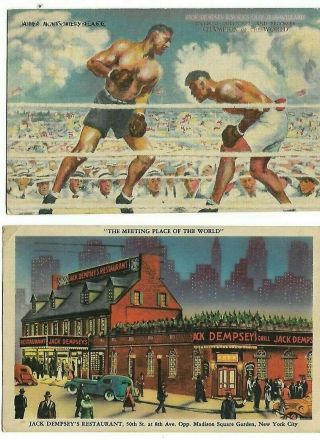 2 Vintage Postcards Jack Dempsey 