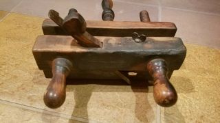 19th Century W Butcher Sheffield England? 3 Arm Plow Wood Plane With 1 Cutter