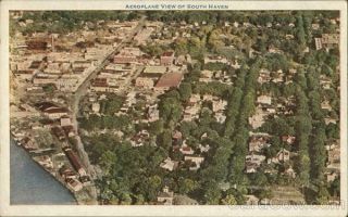 Aeroplane View Of South Haven Allegan,  Van Buren County Michigan Postcard Vintage