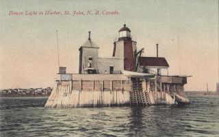 Beacon Light In Harbour St.  John Brunswick Canada 1907 - 15 Private Postcard