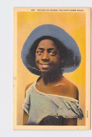 Antique Postcard Black Americana Yas Suh Of Course I 
