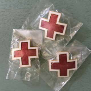 Classic American Red Cross Cloisonne Ww Ii Cross Lapel Pin 3 - Pack