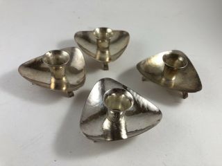 E Dragsted Denmark 4x Sterling Silver Candle Holders Toning