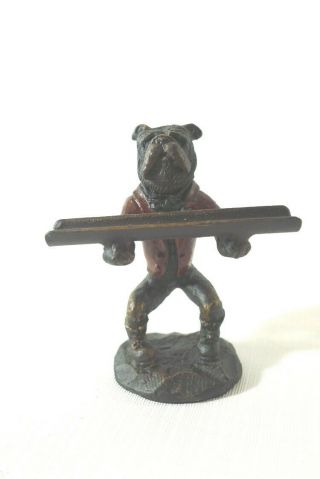 Vintage Cast Iron Bulldog Pen Stand Holder Desk Accessory