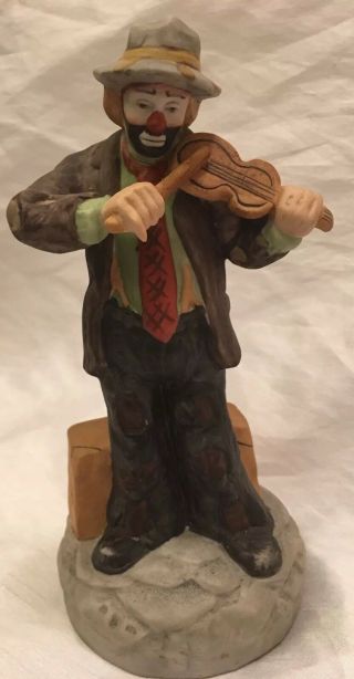 Emmett Kelly Jr Limited Edition Clown Playing Violin Musical Figurine Music Box 2