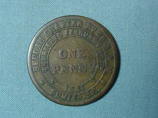 Sumter,  South Carolina Masonic Penny Token - Sumter County