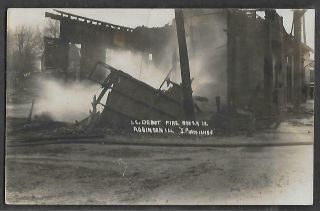 Rppc Illinois Central Depot Fire,  Robinson,  Illinosunmailed,  1900s - 1910s
