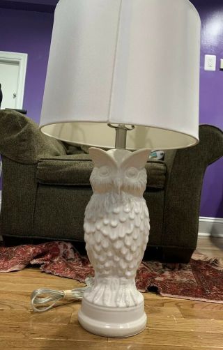 Vintage Ceramic Owl Table Lamp 25 Inches