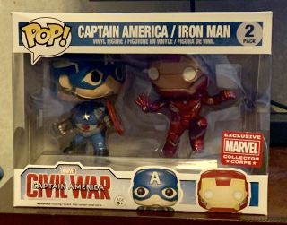 Funko Pop Marvel Collector Corps Captain America And Iron Man Civil War 2 Pack