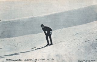 Vintage Postcard Nsw Government Tourist Bureau Shooting A Hill Kosciusco 1900s