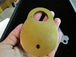 Vintage Antique Solid Brass Miller Lock Co Phila PA Padlock 63 Key Great 3