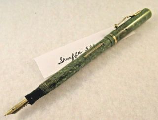 Vintage Sheaffer " 3 - 25 " Lever Filling Fountain Pen,  Jade Green/gold,  C 1927 - 30