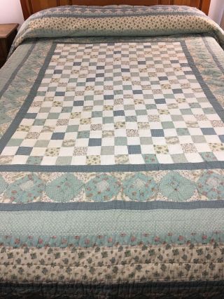 Vintage Inspired One Patch Checkerboard Quilt 111 " X 99 " Large King Size