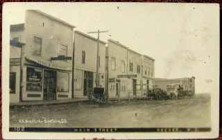 Ca 1911 Rppc Real Photo Postcard Main Street Reeder Nd North Dakota Some Signage
