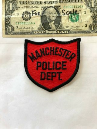 Very Rare Manchester Maryland Police Patch Un - Sewn Great Shape (old Red)