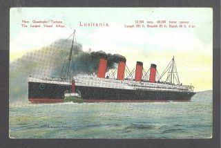 1907 Postcard Cunard Line R.  M.  S.  Lusitania Posted Dunoon Scotland