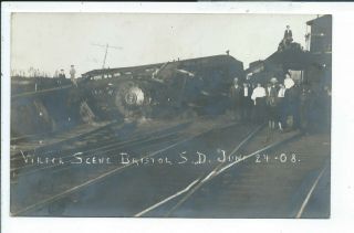 Bristol Sd South Dakota Rppc Postcard Train Wreck June 24 08