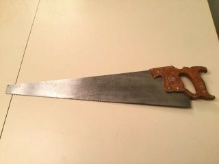 Vintage H.  Disston D - 7 Crosscut Hand Saw 8ppi 26 " Laser Straight & Smooth