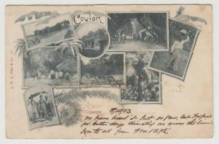 Postcard - Ceylon (sri Lanka) Multiview,  Undivided Back,  Posted Colombo 1903