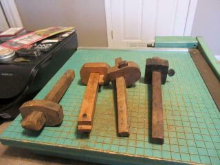 4 Antique Wood Carpenter ' s Scribe Marking Gauges Antique Tools 5
