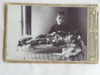 Cabinet Portrait Open White Coffin Little Child Post Mortem 1906
