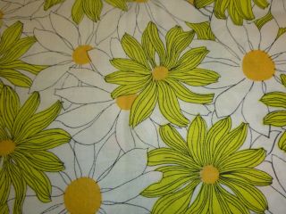 Pr Vtg Fruit Of The Loom Std Pillowcases Mod Yellow White Daisies 50/50 Muslin