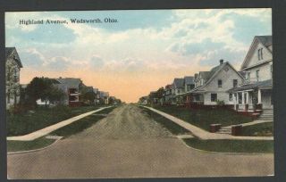 Street View Of Houses Postcard Highland Avenue,  Wadsworth,  Ohio