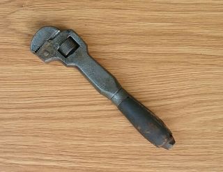 Vintage Unusual Antique Wrench Wood Handle Monkey Wrench