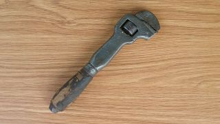 Vintage Unusual Antique Wrench Wood Handle Monkey Wrench 2